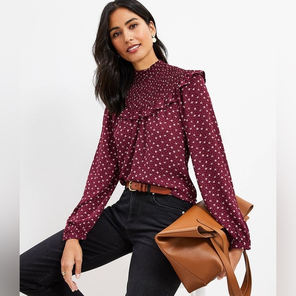 Monarch Ruffle Smocked Yoke Blouse Size S - Picture 2 of 11